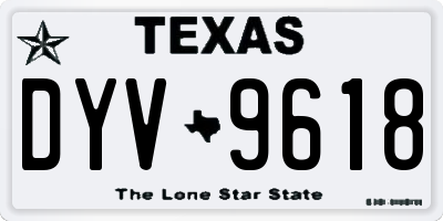 TX license plate DYV9618