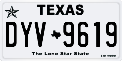 TX license plate DYV9619