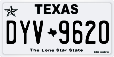 TX license plate DYV9620