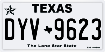TX license plate DYV9623