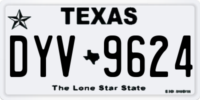 TX license plate DYV9624