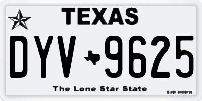 TX license plate DYV9625