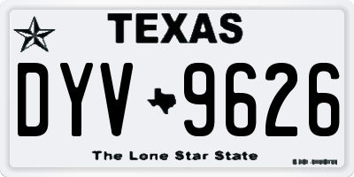 TX license plate DYV9626