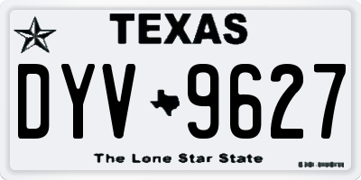 TX license plate DYV9627