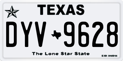 TX license plate DYV9628