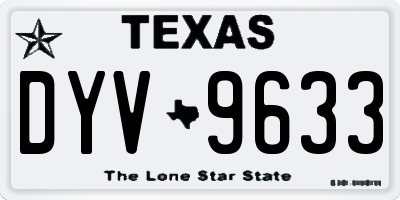 TX license plate DYV9633