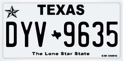 TX license plate DYV9635