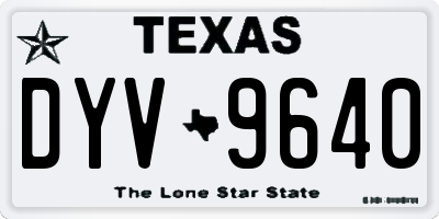 TX license plate DYV9640