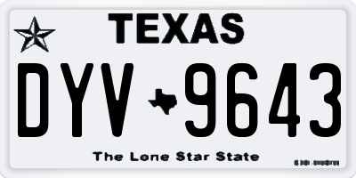 TX license plate DYV9643