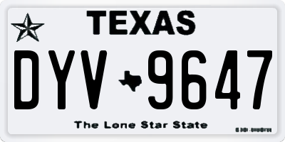 TX license plate DYV9647