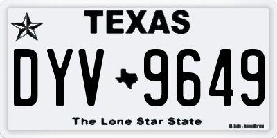 TX license plate DYV9649