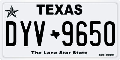 TX license plate DYV9650