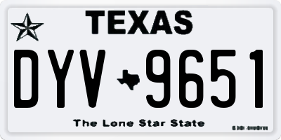 TX license plate DYV9651