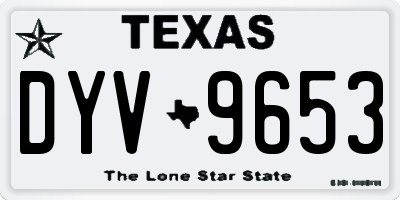 TX license plate DYV9653