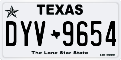 TX license plate DYV9654