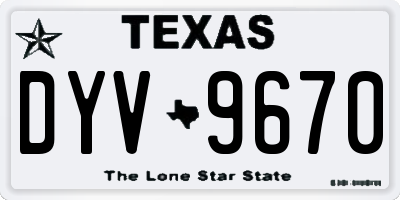 TX license plate DYV9670