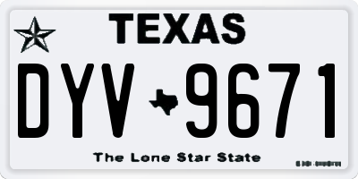TX license plate DYV9671