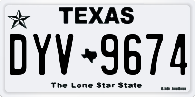 TX license plate DYV9674