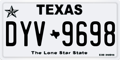 TX license plate DYV9698