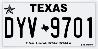 TX license plate DYV9701