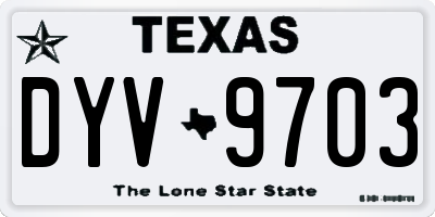 TX license plate DYV9703