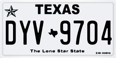 TX license plate DYV9704
