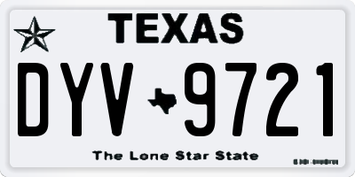 TX license plate DYV9721