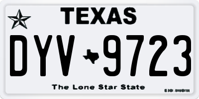 TX license plate DYV9723