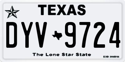TX license plate DYV9724