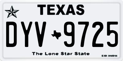 TX license plate DYV9725