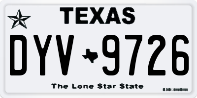TX license plate DYV9726