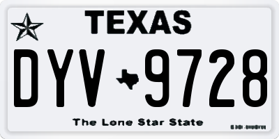 TX license plate DYV9728