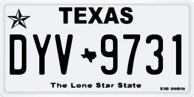 TX license plate DYV9731