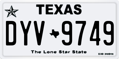 TX license plate DYV9749