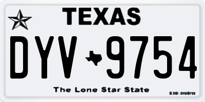 TX license plate DYV9754