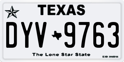 TX license plate DYV9763