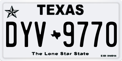TX license plate DYV9770