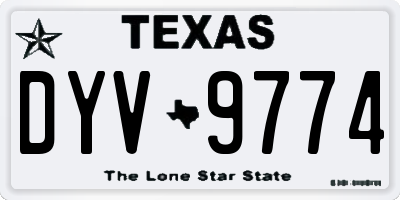 TX license plate DYV9774