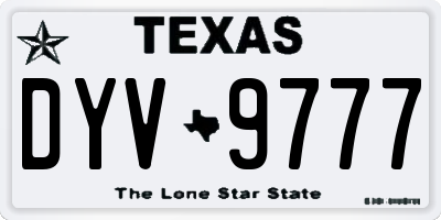 TX license plate DYV9777