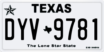 TX license plate DYV9781
