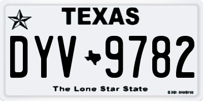 TX license plate DYV9782