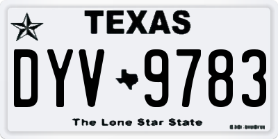 TX license plate DYV9783