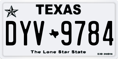 TX license plate DYV9784