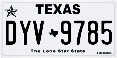 TX license plate DYV9785
