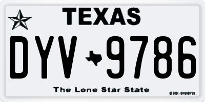 TX license plate DYV9786