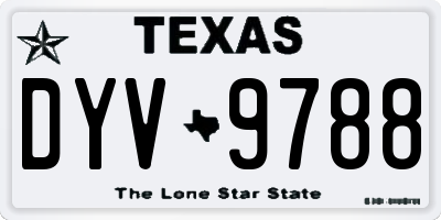 TX license plate DYV9788