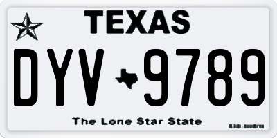 TX license plate DYV9789