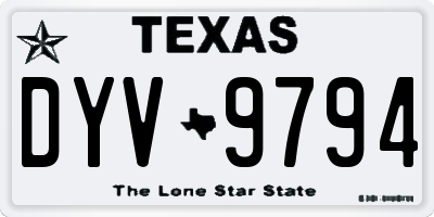 TX license plate DYV9794