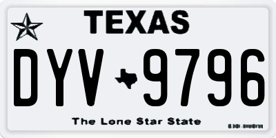 TX license plate DYV9796
