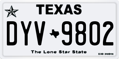 TX license plate DYV9802